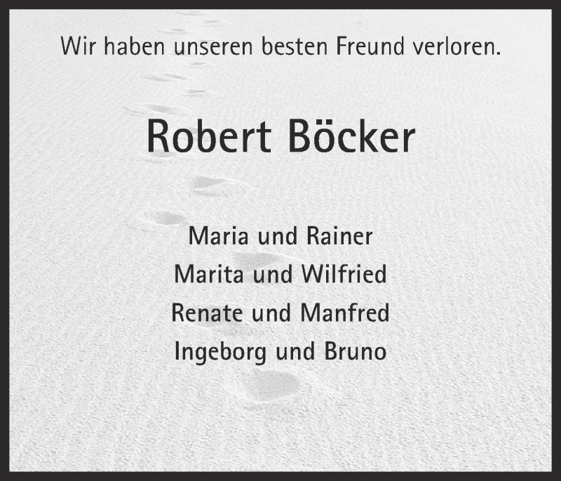  Traueranzeige für Robert Böcker vom 20.09.2014 aus Ruhr Nachrichten