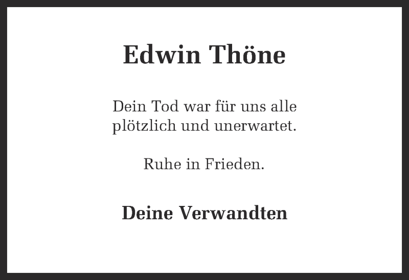  Traueranzeige für Edwin Thöne vom 05.03.2015 aus Ruhr Nachrichten
