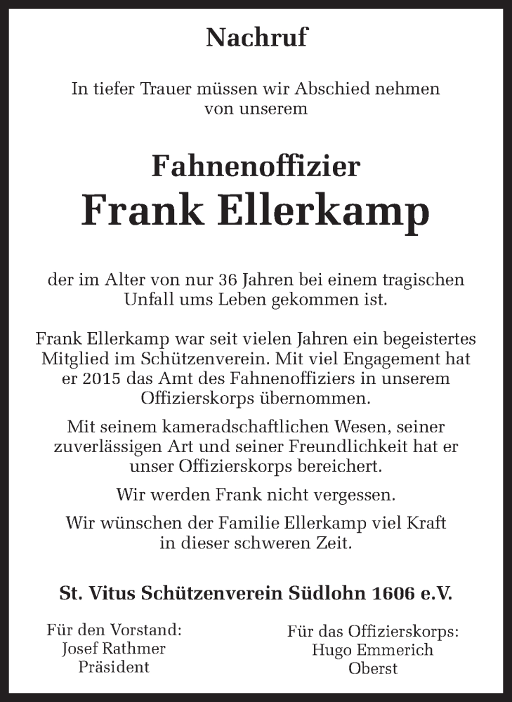  Traueranzeige für Frank Ellerkamp vom 01.03.2019 aus Münstersche Zeitung und Münsterland Zeitung